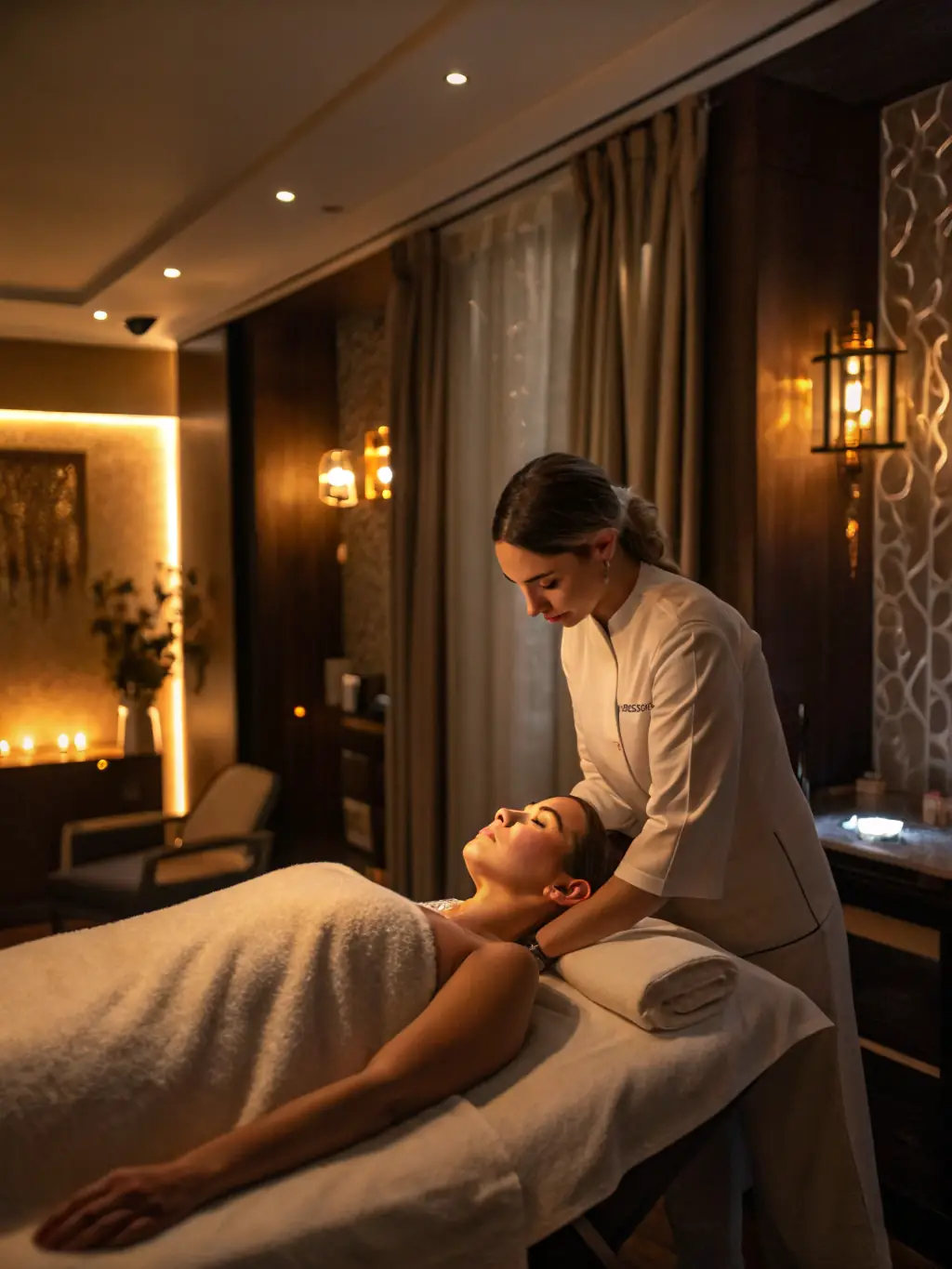 A esthetician applying organic wax to a client's leg during a waxing session at Williamsburg Beauty Spa, ensuring a smooth and comfortable experience.